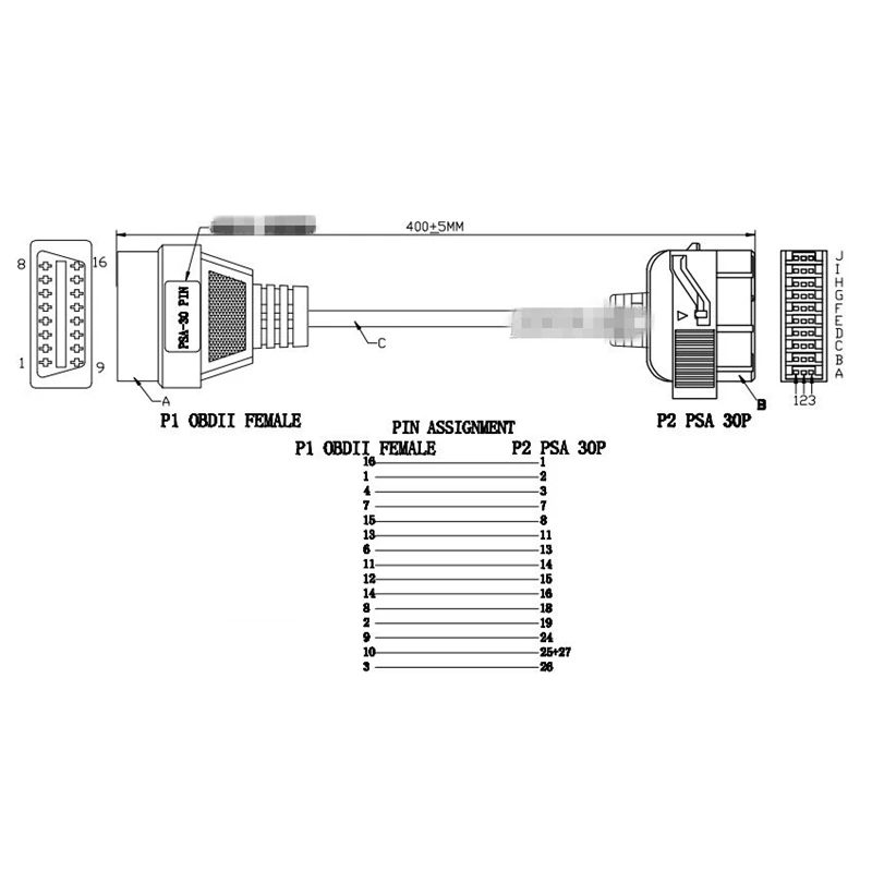 Для Lexia3 PSA 30Pin интерфейс OBDII 16Pin для PP2000 30-контактный кабель Citroen/Peugeot на