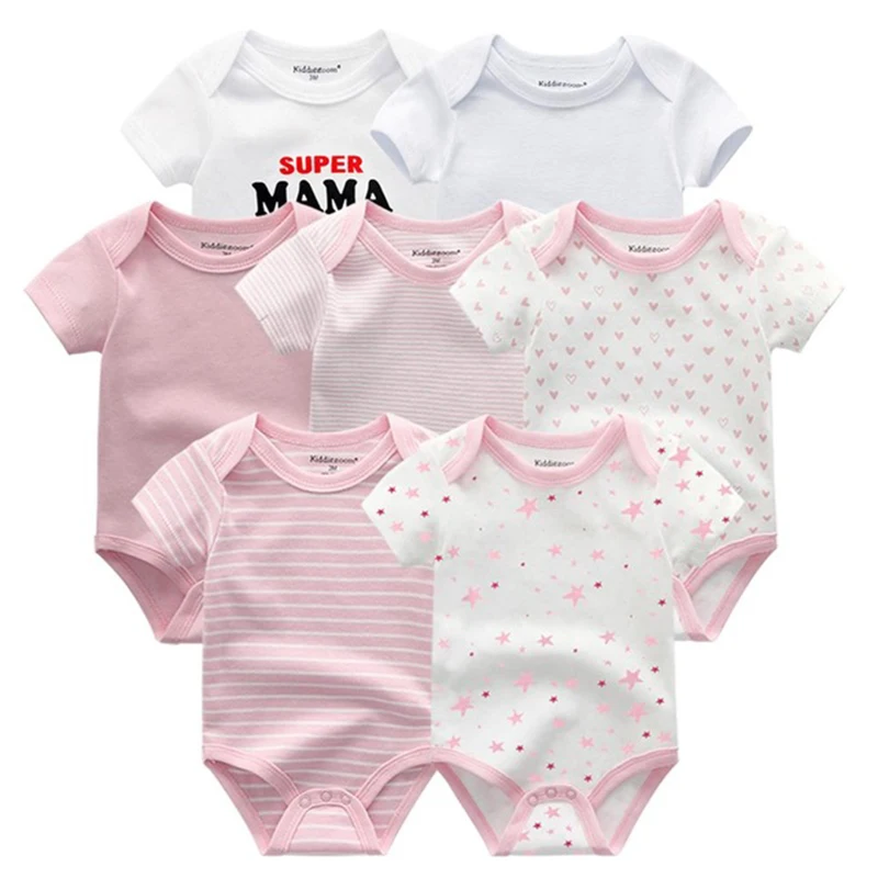 

2021 Romper Cotton 7PCS Newbron Baby Girl Clothes Unisex Short Sleeve Baby Boy Clothes Print Ropa bebe Girls Baby Clothing