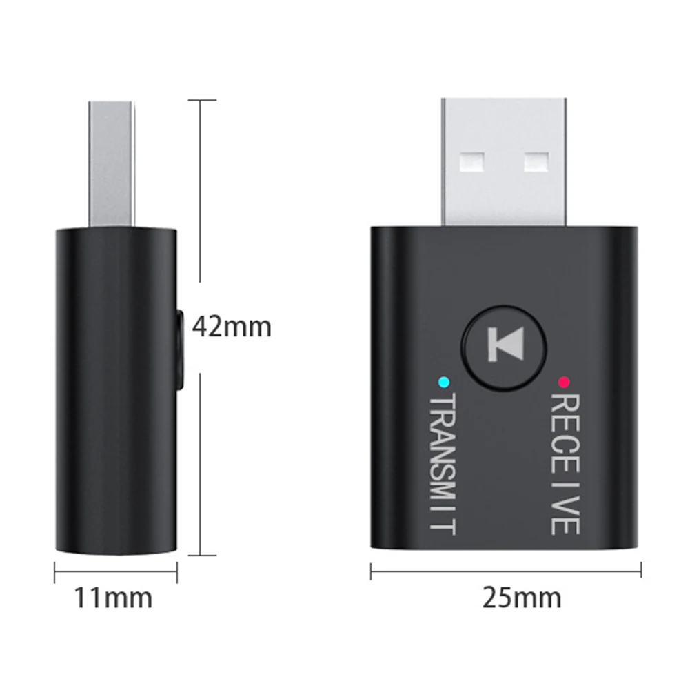 

USB Stereo Music Wireless Adapter 2 in 1 Bluetooth 5.0 Dongle 3.5mm AUX Wireless Stereo Audio Transmitter Receiver