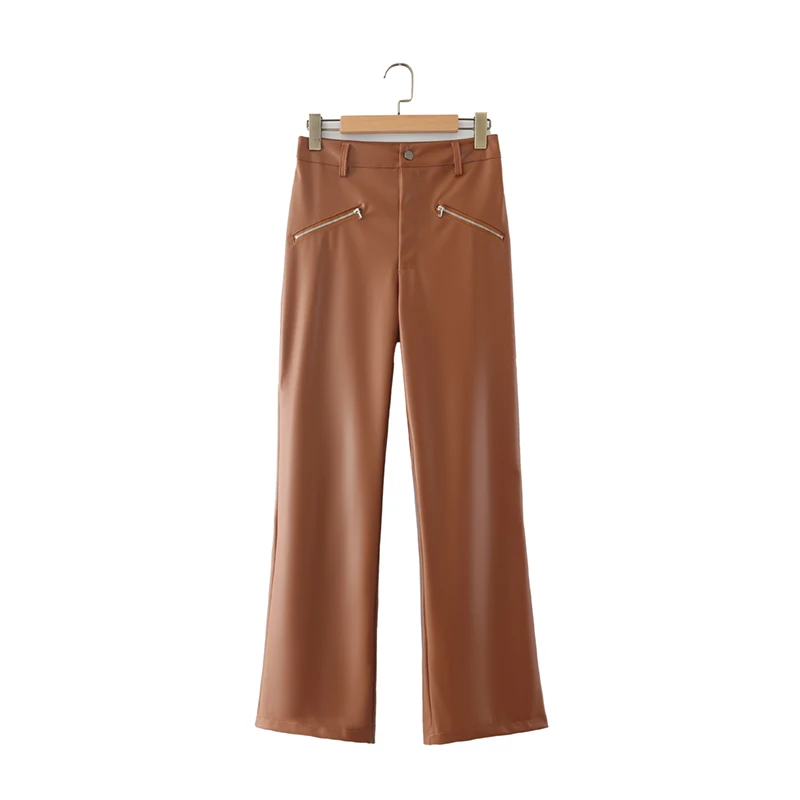 

Пикантные модные прямые брюки MESTTRAF 2021 из искусственной кожи прямые брюки на молнии с карманами ретро брюки с завышенной талией на пуговицах
