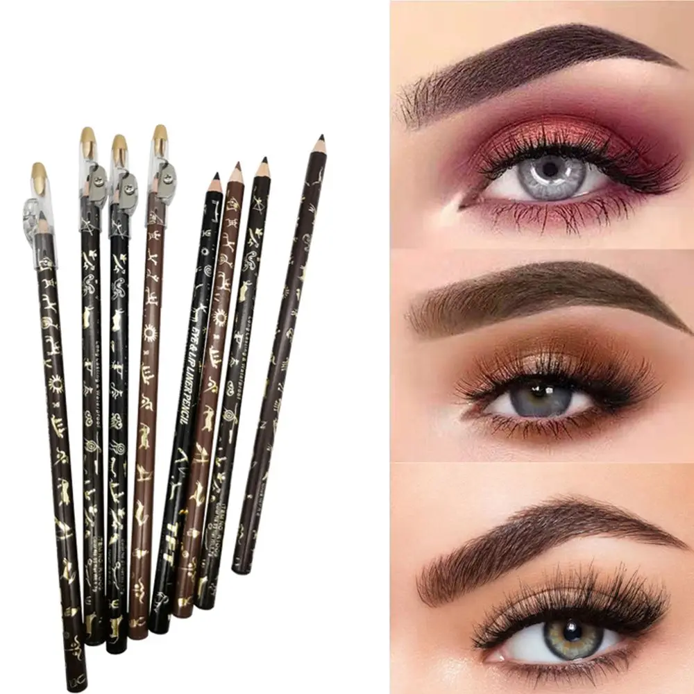 

1Pcs Hot Sale Waterproof Longlasting Brown Eyeliner Eyebrow Pencil With Brush Waterproof Make Up Beauty Tools With Sharpener Lid
