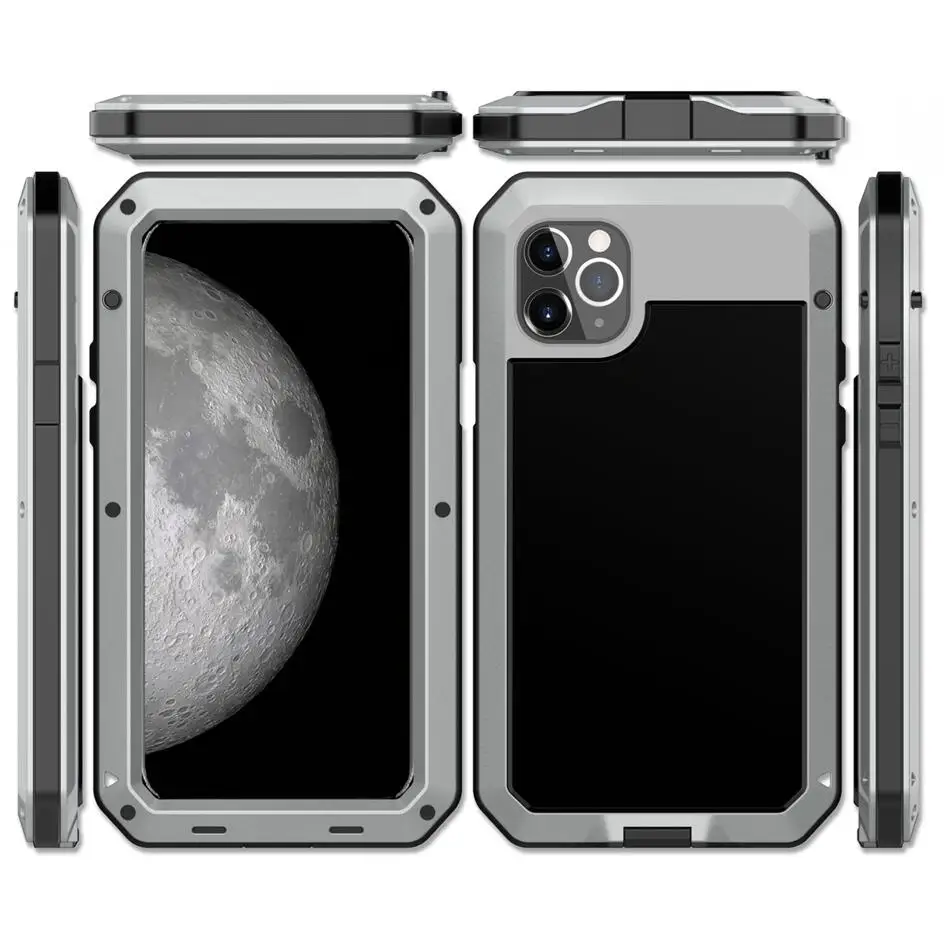 Сверхпрочный защитный чехол для iPhone 5, 6, 7, 8 Plus, X, XR, XS, 11 Pro, MAX Life, водостойкий, ударопрочный, грязеотталкивающий, Алюминиевый, металлический защитный чехол - Цвет: Серебристый