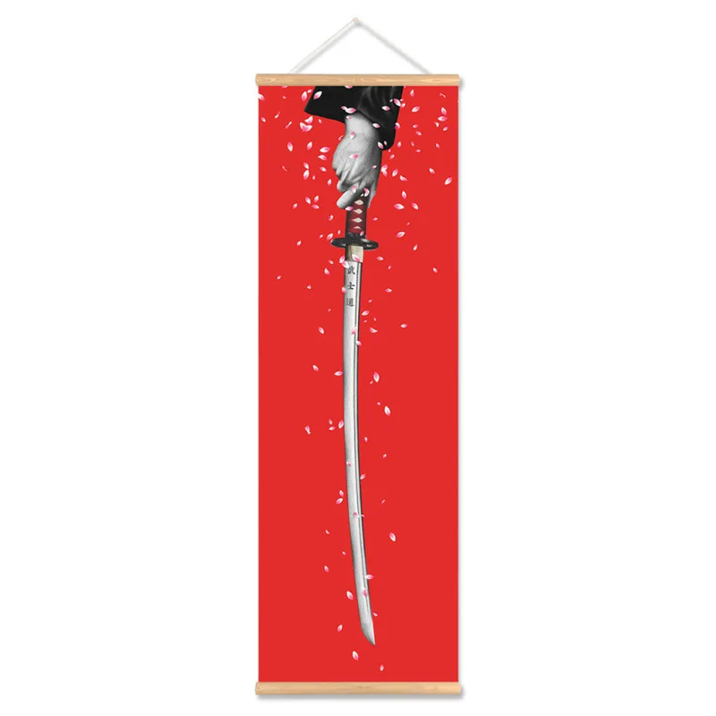 

Home Decor Japanese Ukiyoe Canvas Posters and Prints Decoration with Solid Wood Hanging Scroll Painting Living Room Wall Art