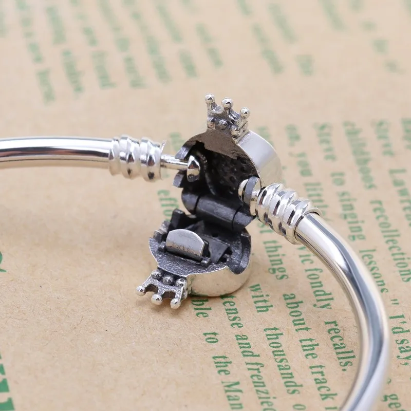 

Original 925 Sterling Silver Pan Bracelet Creative Crown Button Bracelet Fit European Charm Bracelets Women Jewelry