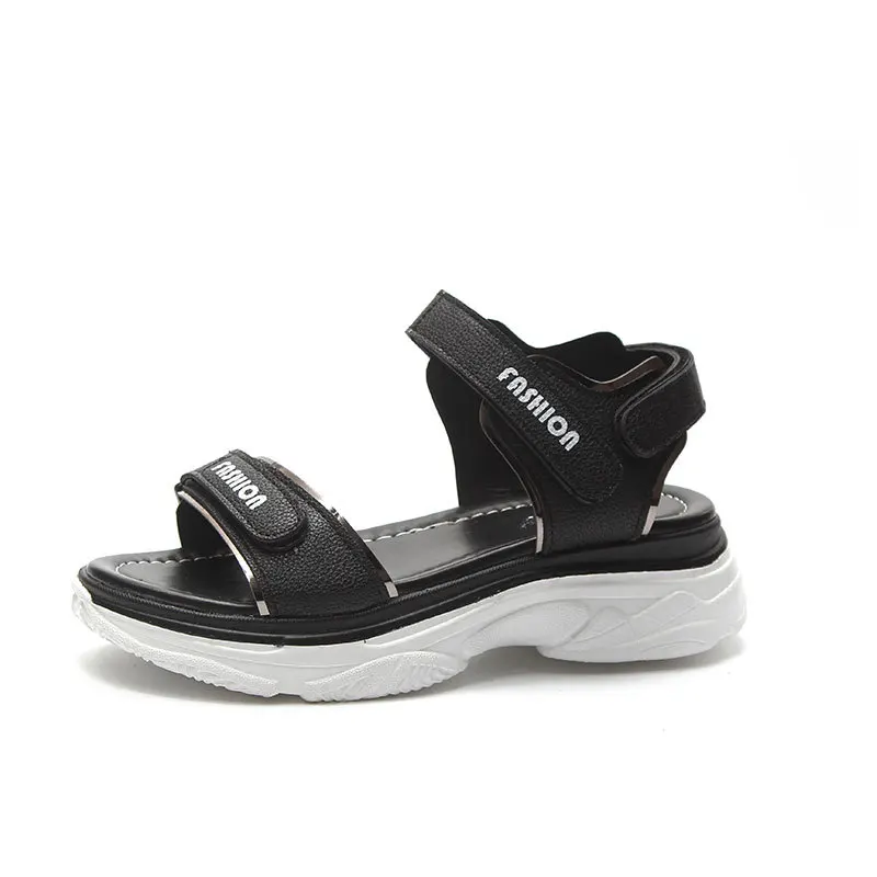 

Soft Sports Women's Sandals All-Match Beach Shoes Summer Heels Suit Female Beige Girls Low 2021 Flat Fashion New Comfort Black F