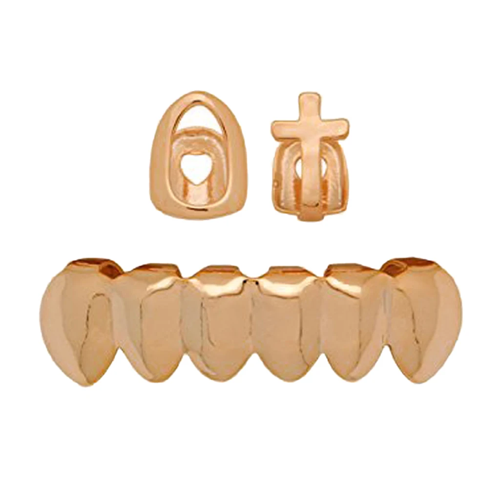 Нижние 6 зубьев горлышные колпачки панк Рок грили 2 верхние одинарные кресты Fang |