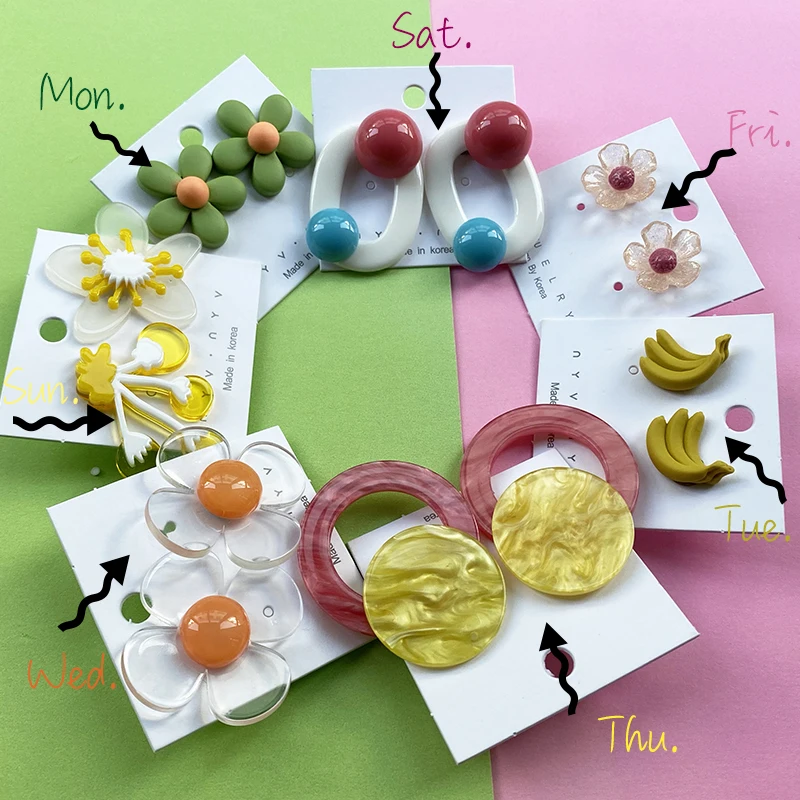 Voгалерея 7 пар/лот большие эффектные серьги наборы милые женские Цветочные