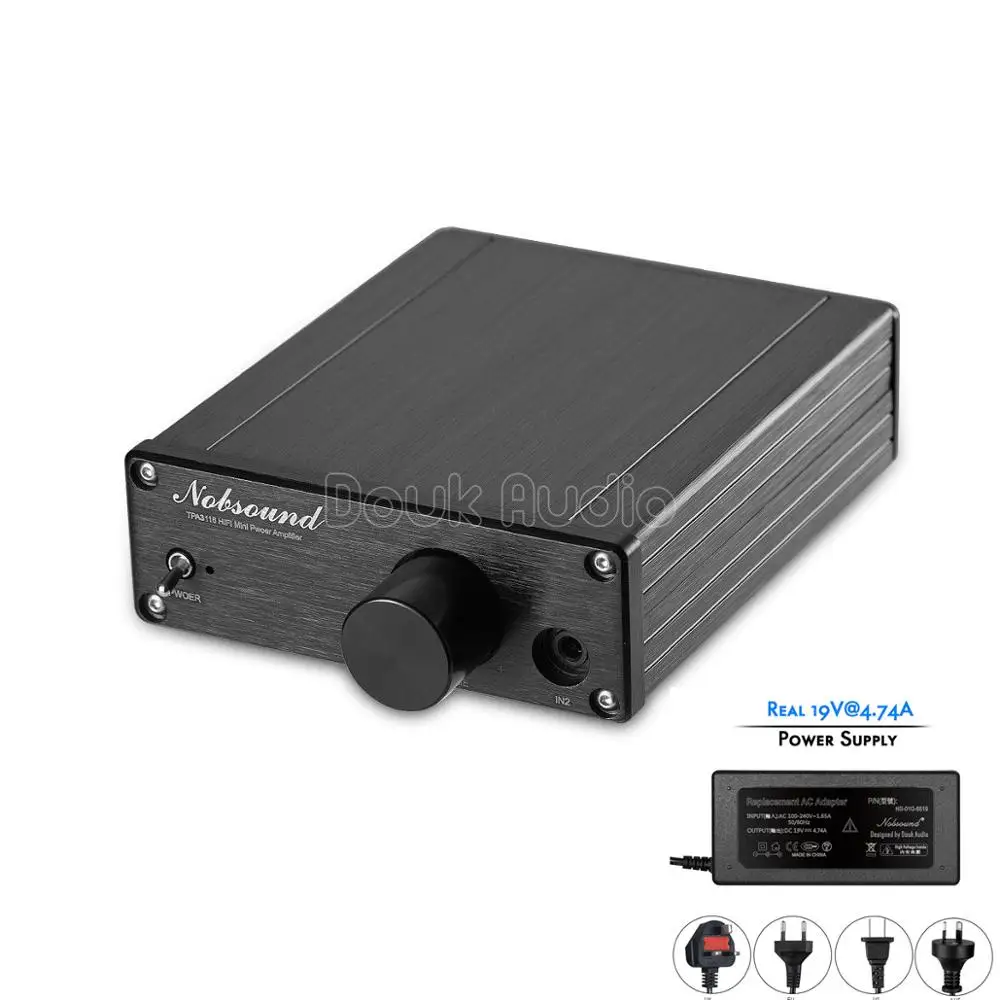 With Power Supply Nobsound 100 Вт* 2 Мини цифровой усилитель Hi-Fi TPA3116 стерео 2,0 канальный аудио усилитель мощности - Цвет: With Power Supply