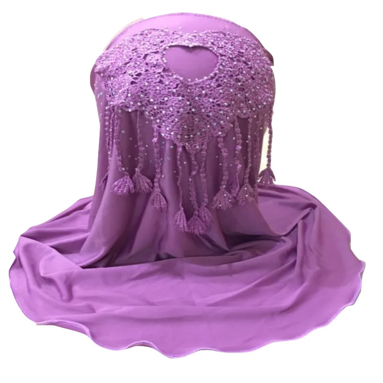 (Подходит для девочек от 2 до 7 лет) Модный хиджаб маленькой девочки 50 см с кружевом