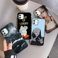 ottwn art oil painting black phone case for iphone 13 12 11 pro se 2020 xr xs max x 6s 7 8 plus soft tpu back cover fundas coque