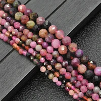 2 6mm natural faceted round rainbow multicolour brazil tourmaline loose beads stones 15
