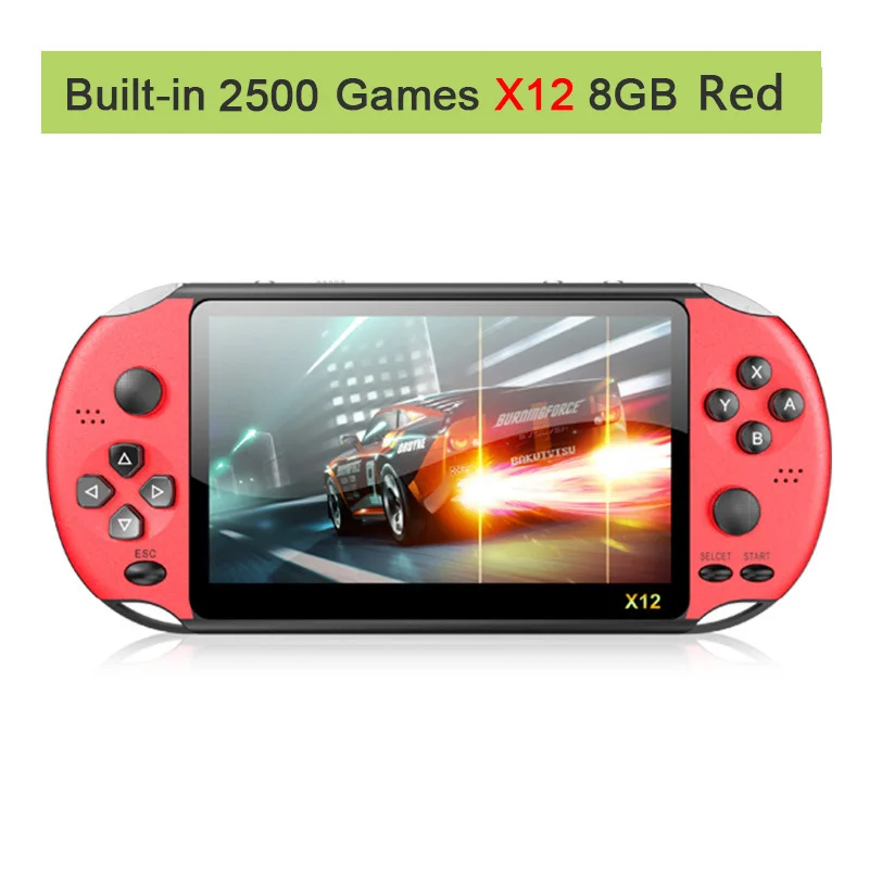 5.1inch 8G Red Ретро ручной игровой плеер 5,1 дюймов HD экран 8 Гб rom встроенный 3000+ игры ТВ выход Мультимедиа Видео игровая консоль - Color: 5.1inch 8G Red