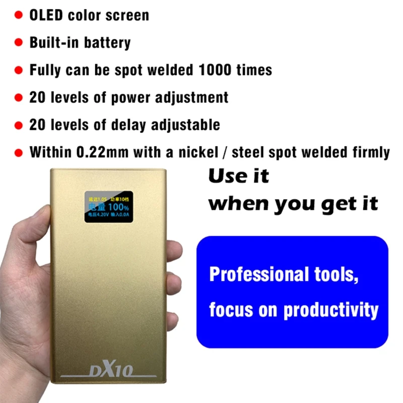 

K1KA Electric Welding 5300/10600mAh 20 Levels Adjustable Portable OLED Screen Spot Welder Spot Welding Equipment