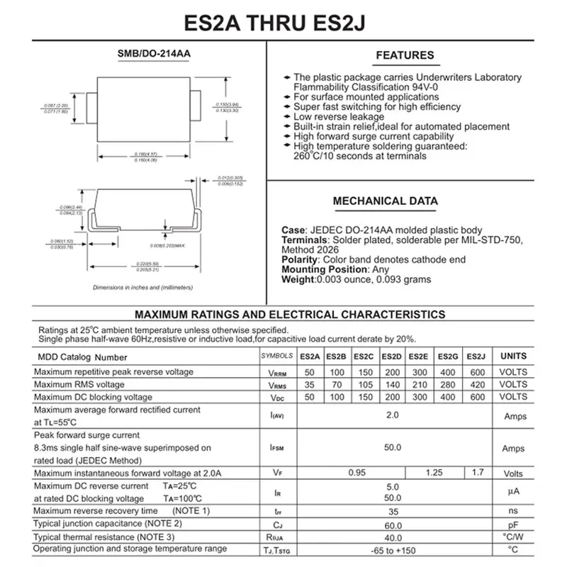 50 шт. SMD быстрая выпрямительные диоды ES3D ES3JBF ES2G ES3J ES2J ES2D ES3G 1A 2A с алюминиевой