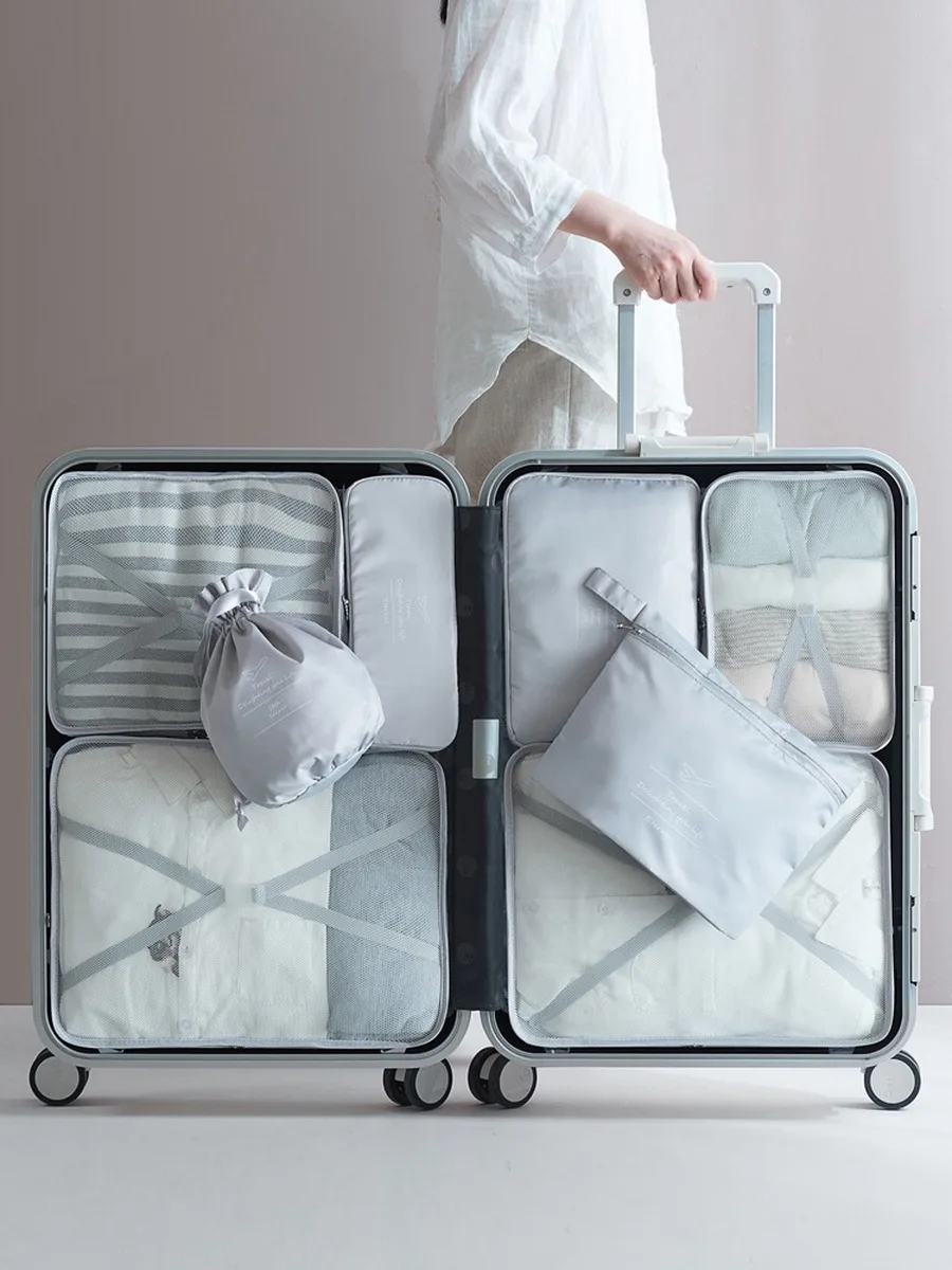 Набор органайзеров для багажа однотонная женская и мужская дорожная сумка