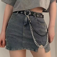 women punk chain heart buckle belts pu leather multicolor style strap all match ladies trousers casual female waistband