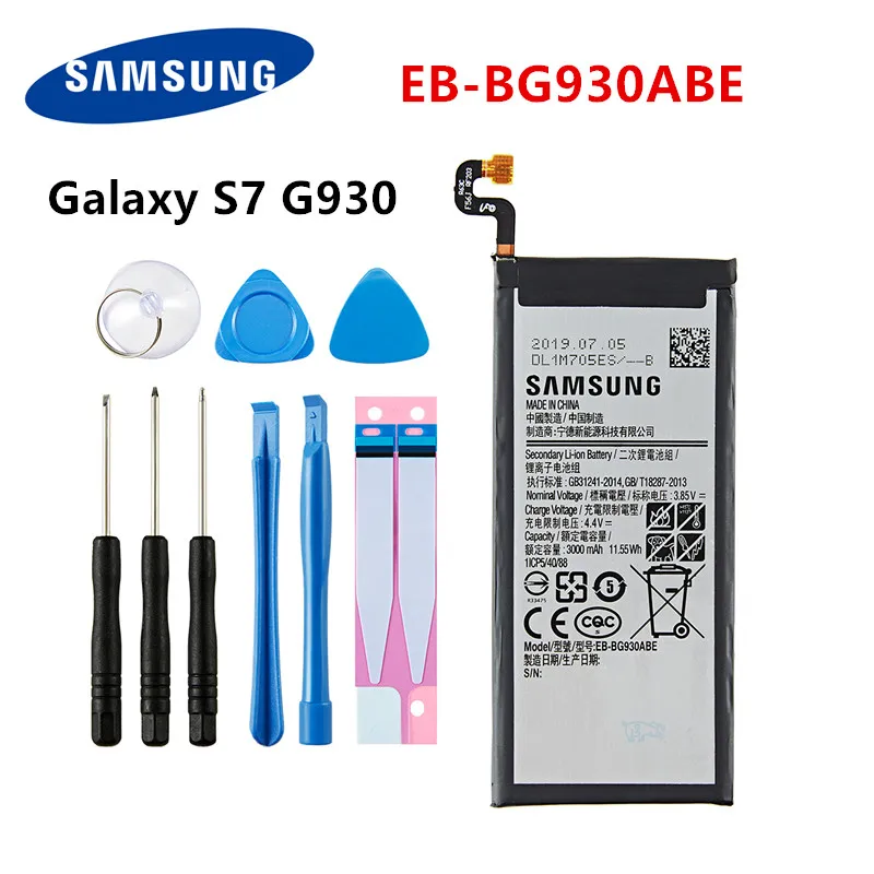 SAMSUNG-bater&iacute;a original EB-BG930ABE para Samsung Galaxy S7, SM-G930F, G930FD, G930, G930A, G930V/T, G930FD, G9300 + herramientas, 3000mAh-0