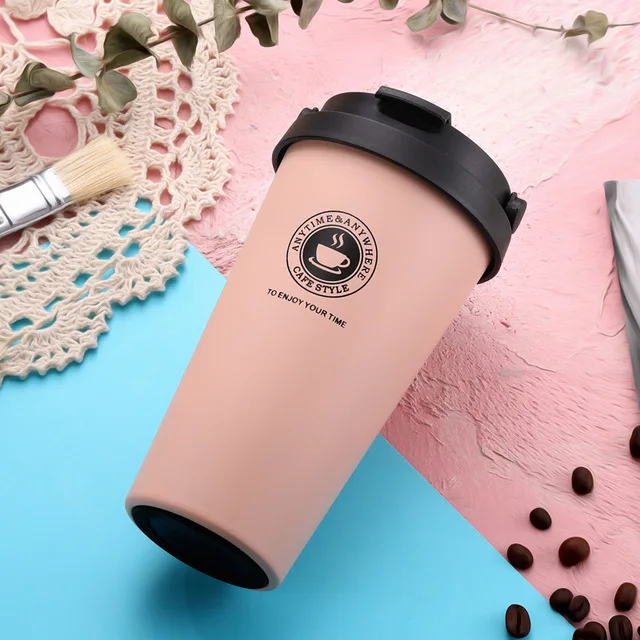 Dark Pink UPORS портативная кофейная кружка 500 мл из нержавеющей стали с двойными стенками с вакуумной изоляцией, дорожная кружка с герметичной крышкой, стакан с широким горлом - Цвет: Dark Pink