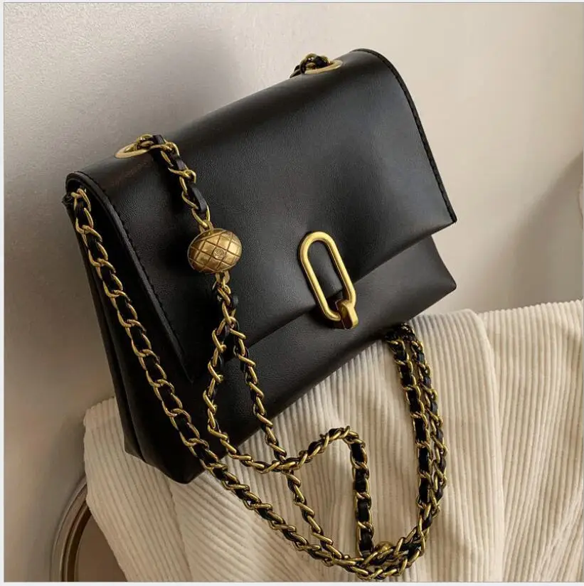 

Women's Bag New Trend Fashion PU Leather Chain Foreign Single Shoulder Bag Messenger Bag.