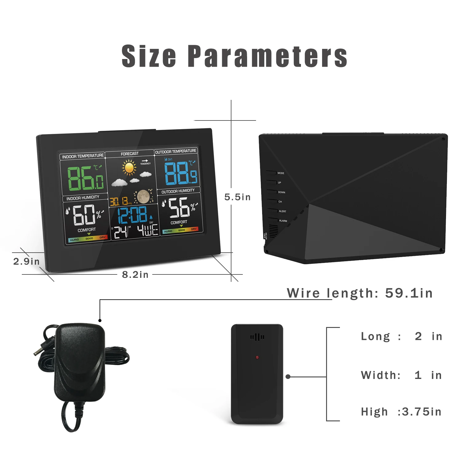 

New Digital Table Clock With Thermo-Hygrometer Barometer Time Calendar Snooze Weather Forecast Moon Phase LED Alarm Clocks