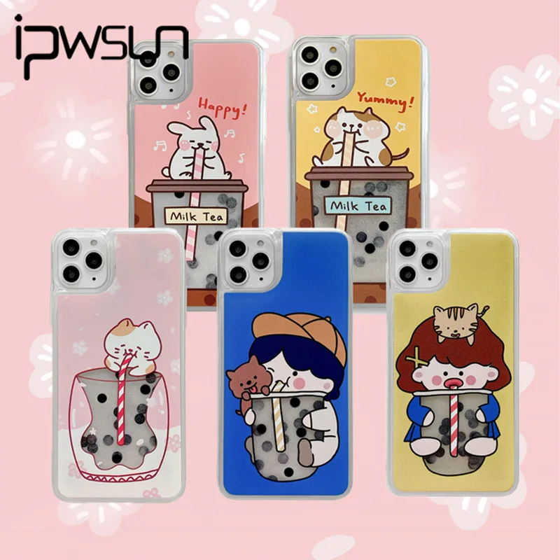 IPWSOO зыбучий песок молочный чай чехол для телефона iPhone 11 Pro Max X XR Xs мультяшный узор