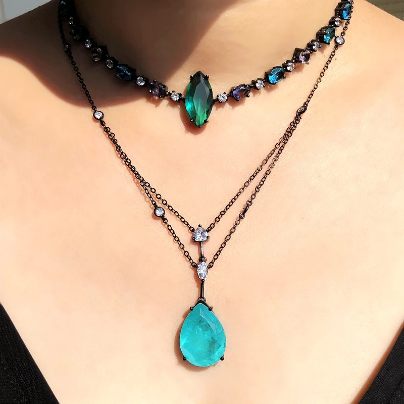 Женское винтажное ожерелье с подвеской в виде капли воды небольшой белый