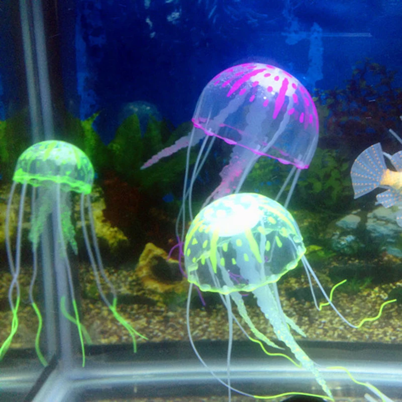 Colorido Artificial brillante efecto Medusa tanque de peces de acuario decoraci&oacute;n Mini submarino ornamento decoraci&oacute;n acu&aacute;tico suministros para mascotas-0