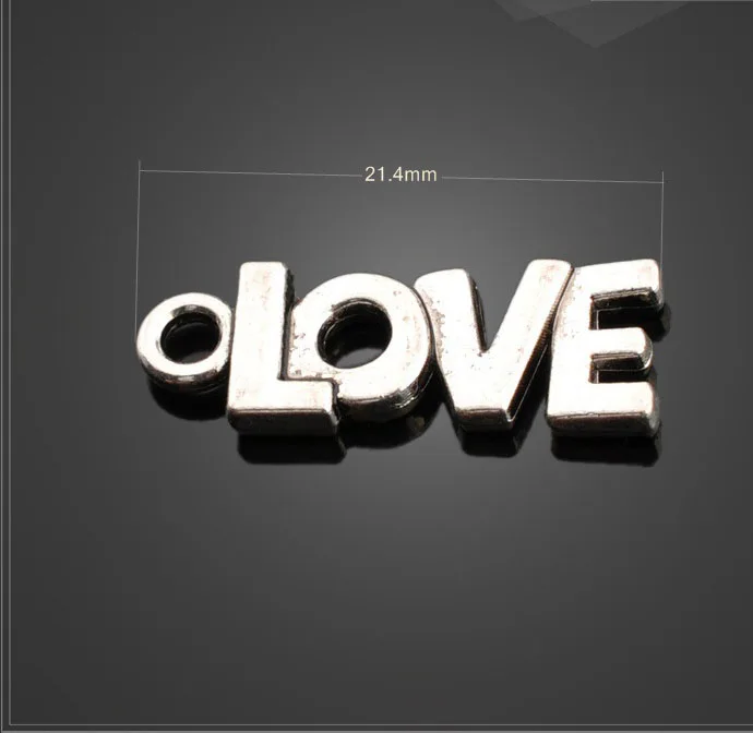 

20 PCS/Lot 21.4mm jewelry handmade charm antique silver alphabet love letter charm diy charms for jewelry making