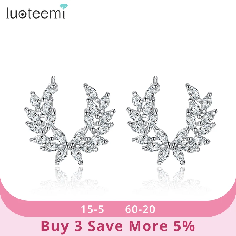 Модные серьги гвоздики LUOTEEMI с перьями для женщин ювелирные изделия свадебной