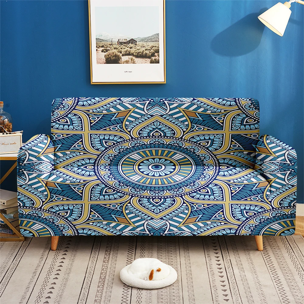 

3D Print Custom Slipcover Magic Mandala Boho Elastic Slipcover Bohemia Cover Sofa For Living Room Bedroom Decor 1/2/3/4-seater