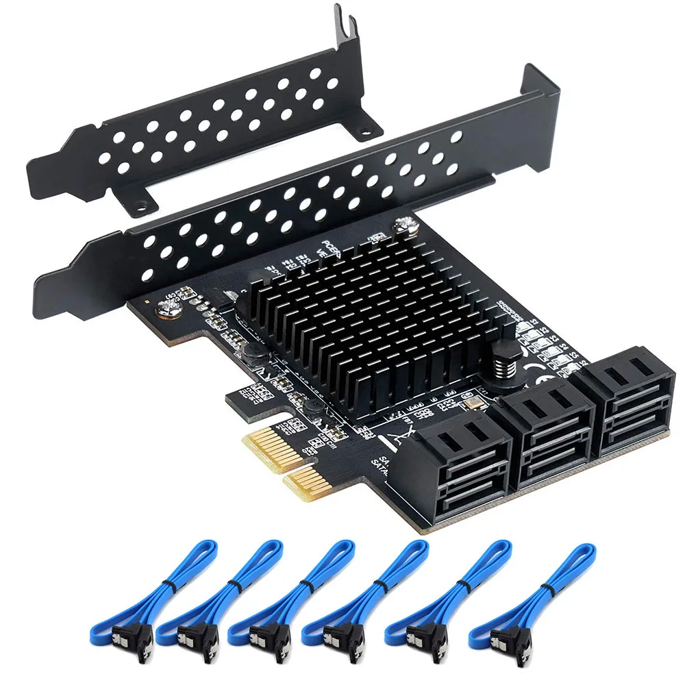

2023 6/4 10 портов SATA III PCIe карта, PCIe SATA III контроллер карты до 6 Гб/с внутренний адаптер конвертер PCI SATA 3,0 расширения