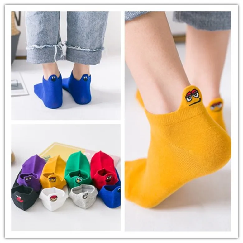 Японский стиль Харадзюку модные забавные носки женские с вышивкой kawaii