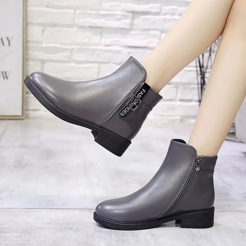 Women martin's boots 2022 Fashion ladies PU leather waterproof short booties women's spring walking office shoes