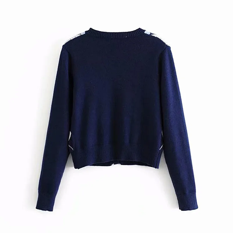 

Women Vintage Geometric Rhombic Cardigan Sweater Autumn Winter Warm Long Sleeve Knitted Outerwear 2021 Elegant V-Neck Knit Tops