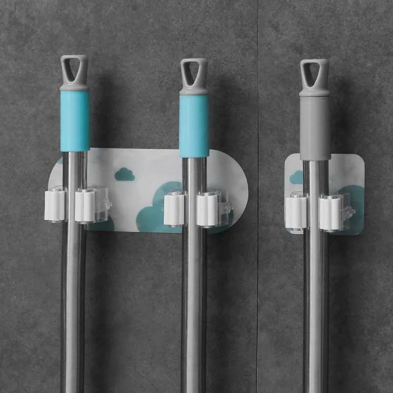 

Multifunctional Self-Adhesive Seamless Stickers Mop Rack Kitchen Broom Rack Kitchen Bathroom Hooks Broom Clip Mop Holder Tool