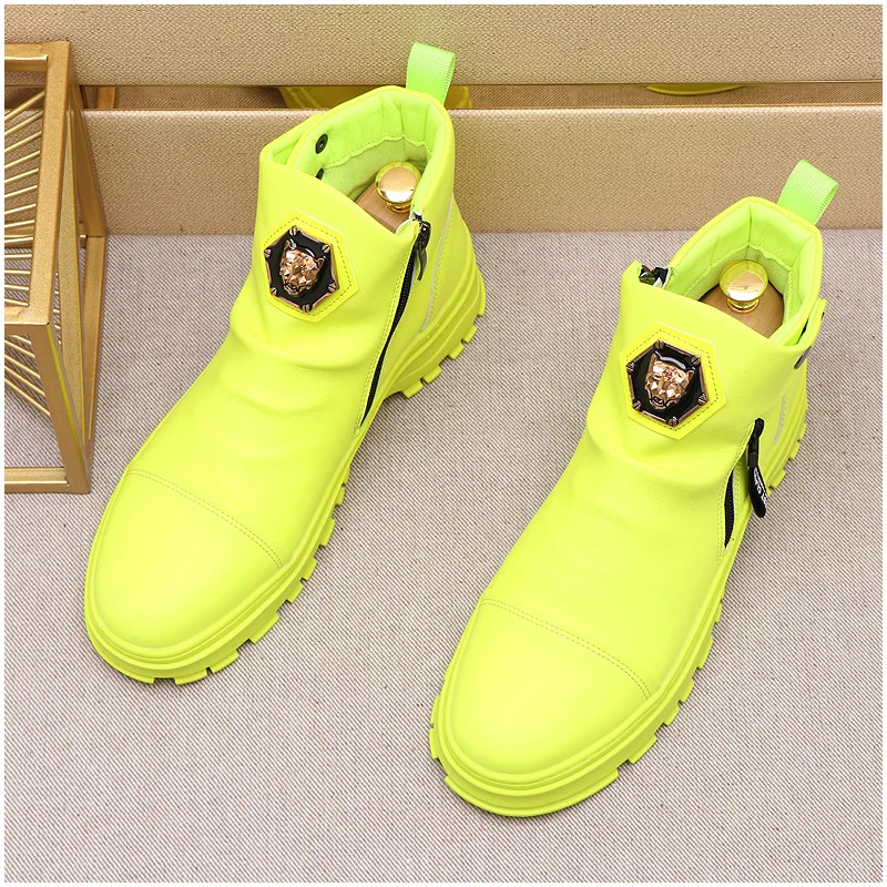 Высококачественные модные мужские высокие туфли в британском стиле с вышивкой