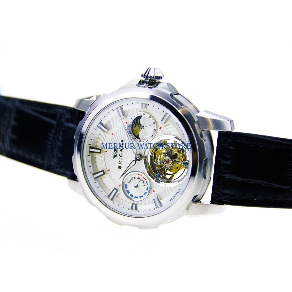 Sugess мужские часы летающие механические Tourbillon механизм Skelenton Роскошные 24 часа запас хода карусель часы
