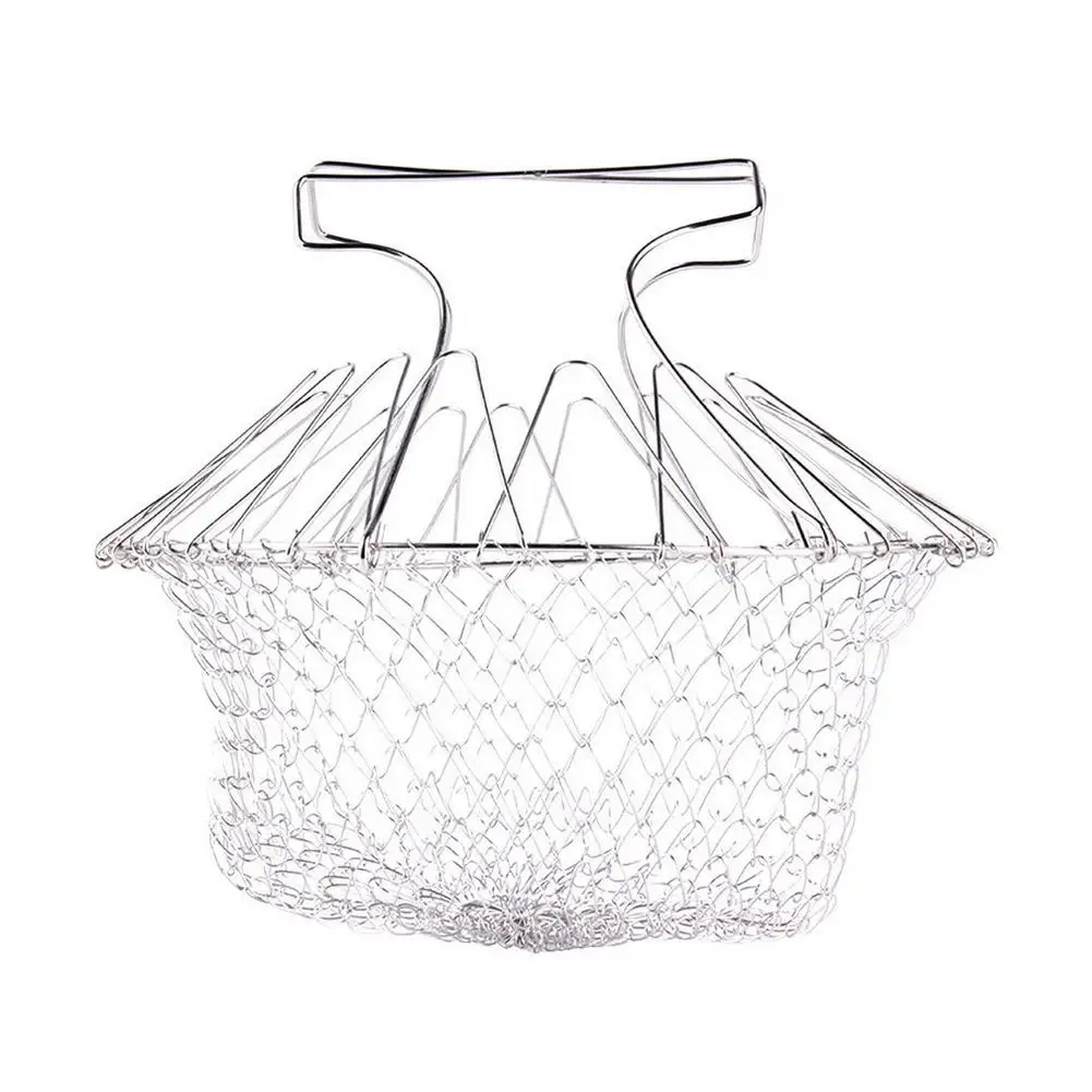 Складная промывка паром напряжения Нержавеющая сталь складной жарочная Корзина