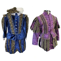 mens medieval tudor elizabethan costume adult queen tudor kings cosplay costume top pants hat suit l320