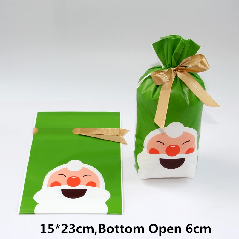 Green LBSISI жизнь 50/100 шт мешки для печенья, конфет Рождественский подарок сумки закуски с нугой и PE Пластик сумка-кисет День рождения свадьба - Цвет: Green