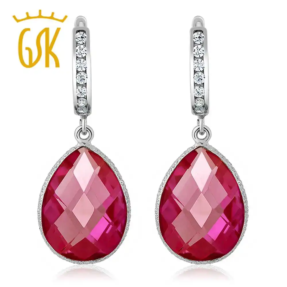 Женские серьги подвески GemStoneKing из стерлингового серебра 925 пробы с розовым