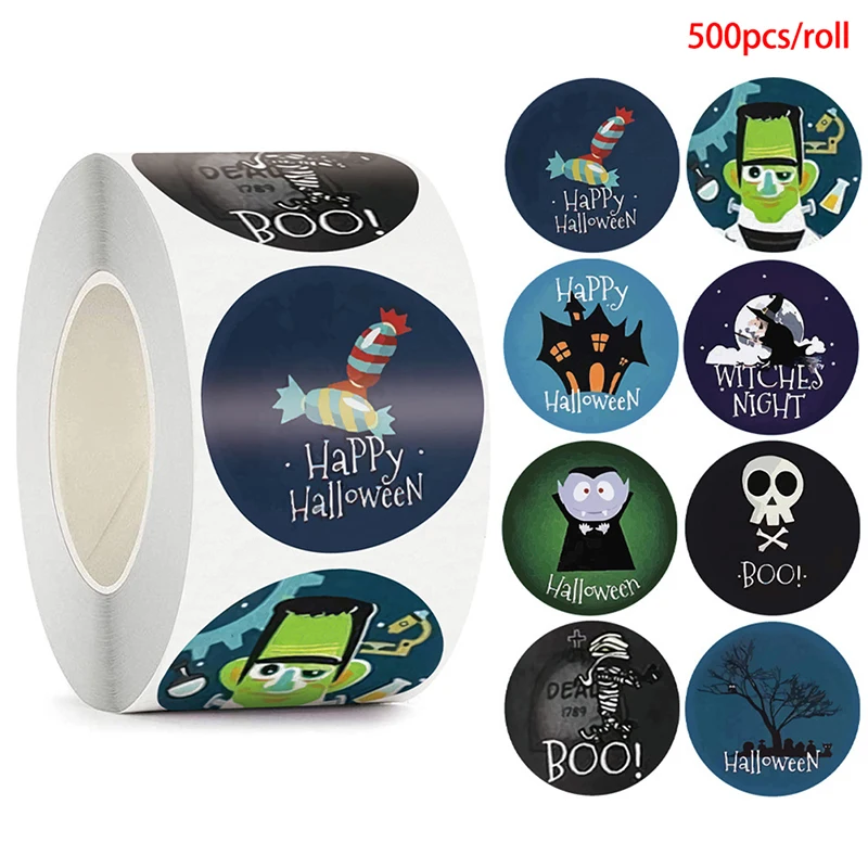 

500 шт., круглые наклейки на конверты вампира на Хэллоуин