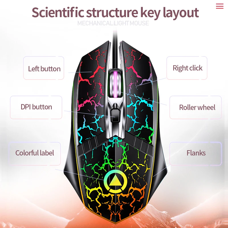 

G11 Ergonomic USB Gaming Mouse Wired Colorful 1200/1600/2400 DPI 4 Button LED Computer Metal Mouse for PC Laptop Esport mouse