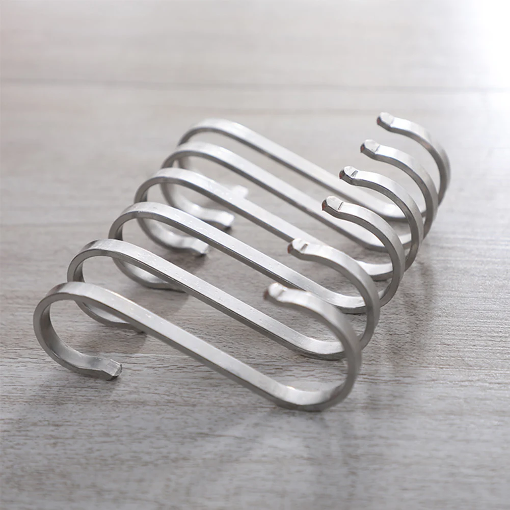 

6pcs Sturdy Portable Modern Kitchen Bathroom For Clothes S Shape Hook Durable Practical Stainless Steel Towel Holder Storage