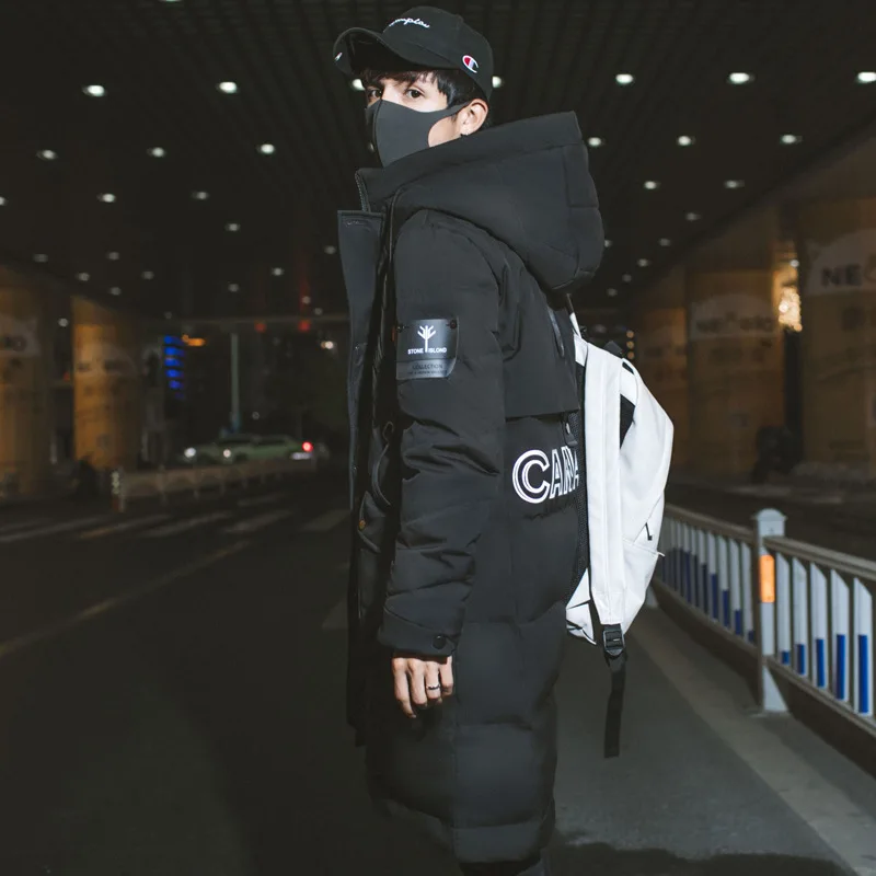 Мужская зимняя длинная уличная одежда с капюшоном мужская повседневная модная