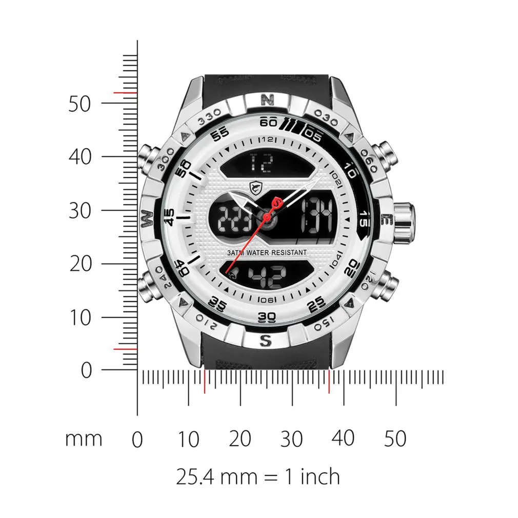 

Cool Design SHARK Men Stopwatch Calendar Auto Date Alarm LCD Clock Dual Time Rubber Band Outdoor Watches erkek kol saati / SH599