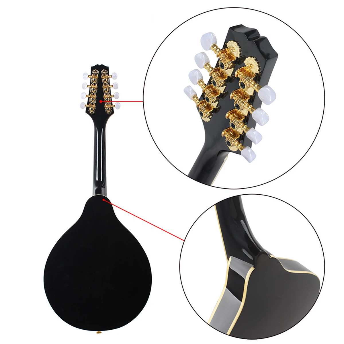 Rosewood 8-String Electric Mandolin A Style Rosewood Fingerboard Adjustable String Instrument with Cable Strings Picks Bag