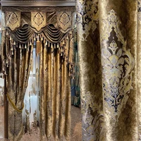 european palace luxury carved gold curry curtains high grade velvet blackout curtain for living room bedroom villa home decor 4