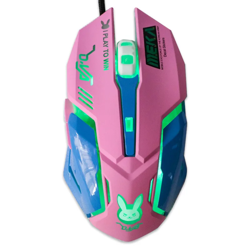 usb wired gaming mouse pink computer professional e sports mouse 2400 dpi colorful backlit silent mouse for lol data laptop pc free global shipping