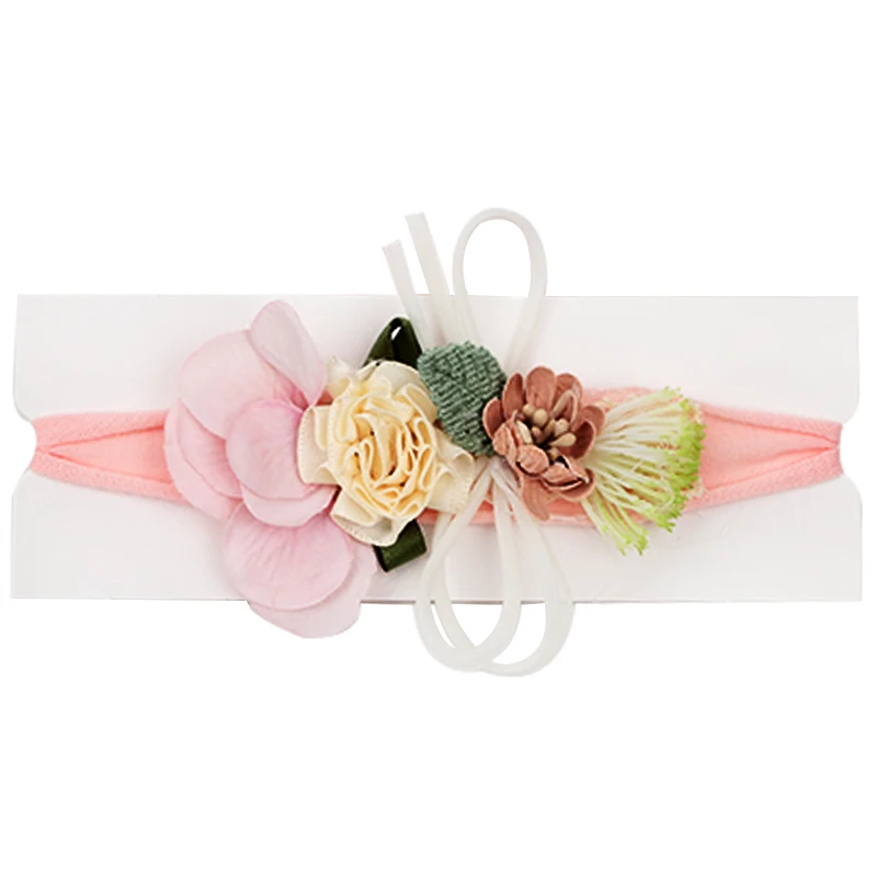 

Artificial Flowers Rhinestones Hair Bands For Girls Kids Soft Nylon Adjustable Floral Headbands Summer Hair Accessories